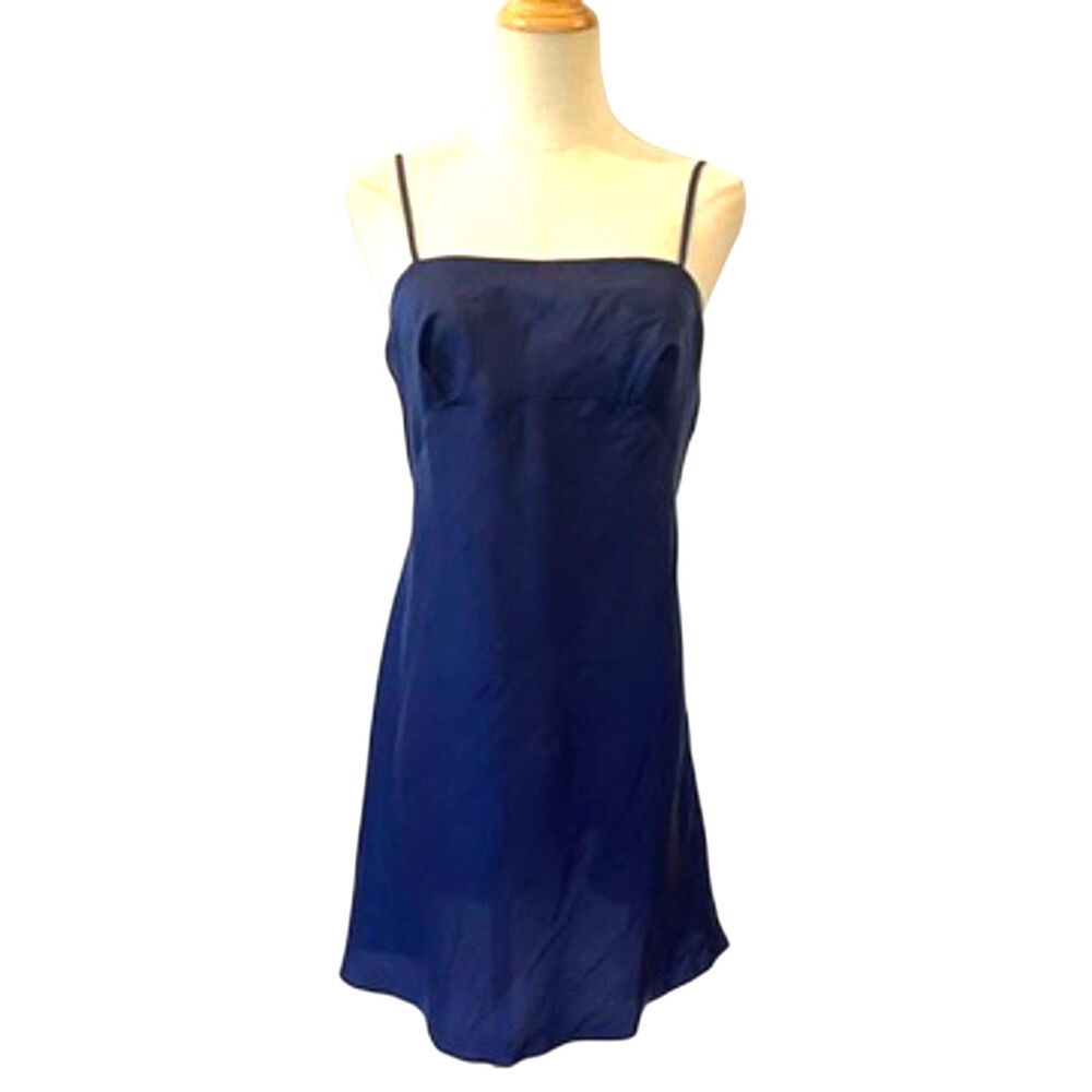 Victoria's Secret 90's Raw Silk Blue Short Nightie Medium Chemise Lingerie
